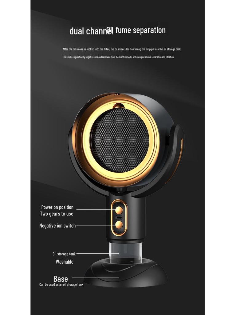 Mini USB Desktop Range Hood & Air Purifier: Removes Cooking Fumes & Secondhand Smoke with Negative Ion Filter