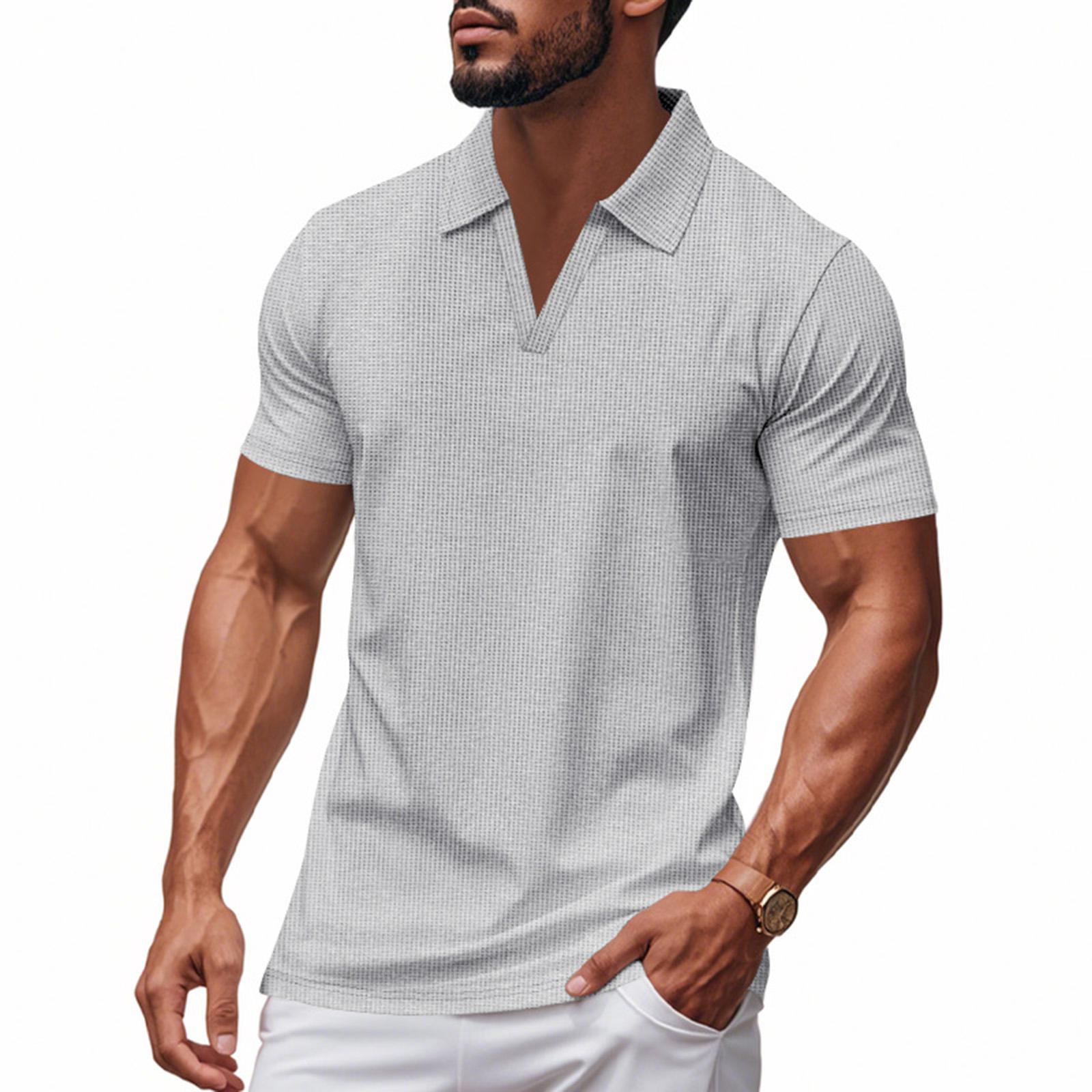 

Men s V-neck Short Sleeved Top Plus Size Casual Sports Short Sleeved Top M