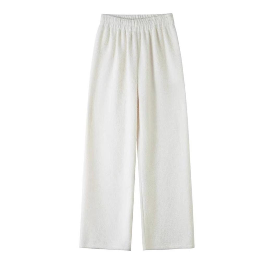 Petite Women's Mink Velvet Wide Leg Pants - Autumn/Winter Cozy Casual Wear