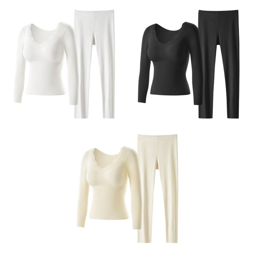 Body-Shaping Warm Long Tops Pants Set with Chest Pad Slimming Underwear Underwear