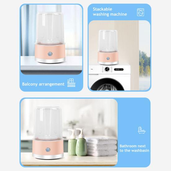 Portable Mini Washer Wireless Charging Underwear Laundry Cup Automatic Hands-Free Cleaning Washing Machine for Travel Home Use