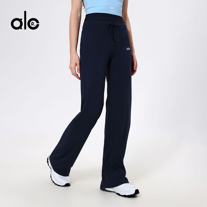 Aloneadv High Waist Belly Contracting Yoga Pants Women's Quick-Drying Running Thin Nude Feel Fitness Sports Loose Straight-Leg Pants
