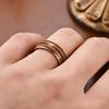 Fashionable New Double Wood Grain Three String Couple Ring