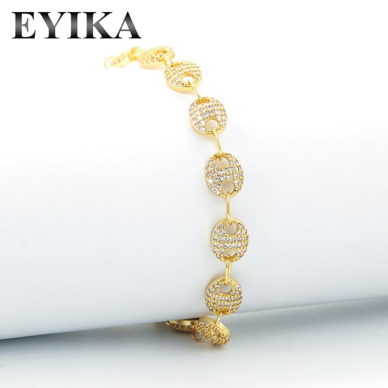 Geometric Star Crystal Zircon Chunky Chain Bracelet Set Men Women 6-Piece Fashion Jewelry Gift