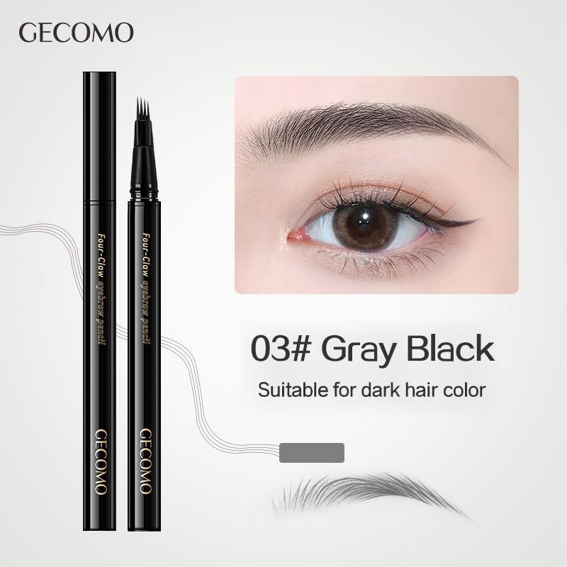 GECOMO Cienki i gładki pisak do brwi z czterema końcówkami Długotrwały Naturalny Dziki Wodoodporny Dolna rzęsa Kobieta