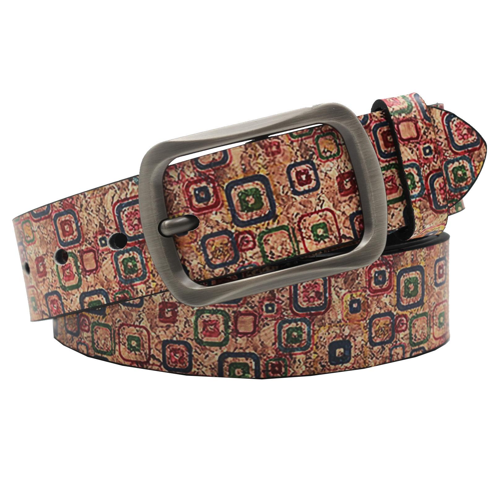 

Европейский и американский ретро-трендовый ремень с принтом из искусственной кожи в стиле панк с пряжкой 125cm красный