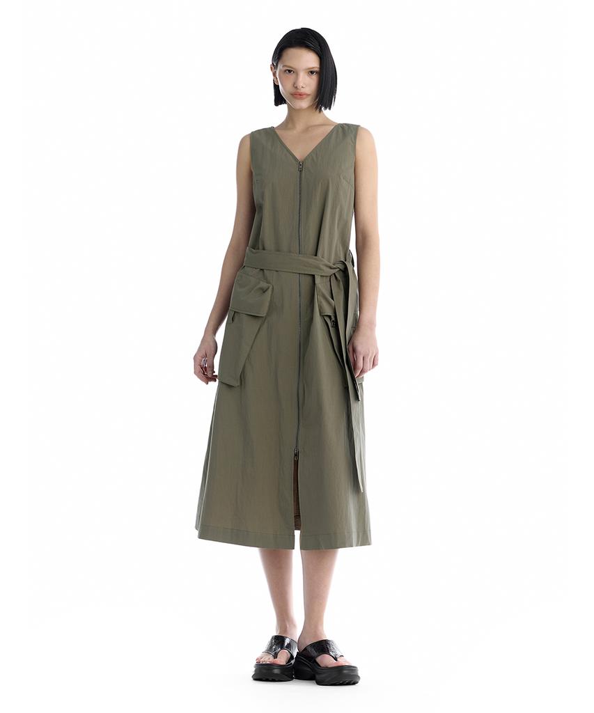 Teulimingbeodeu Cargo Sleeveless Long Dress [ Khaki ]