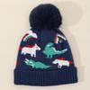 Children's Cute Dinosaur Fleece-Lined Knitted Wool Hat for Autumn & Winter