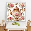 5D DIY Diamond Painted Kit Colorful Flower Tea Cup Handmade Cross Embroidery Dream Tea Pot Rose 2024 New Decoration Gifts