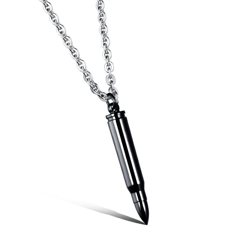 

Hip Hop Men s Necklace Stainless Steel Bullet Head Pendant Trendy Personalized Titanium Accessories Wholesale