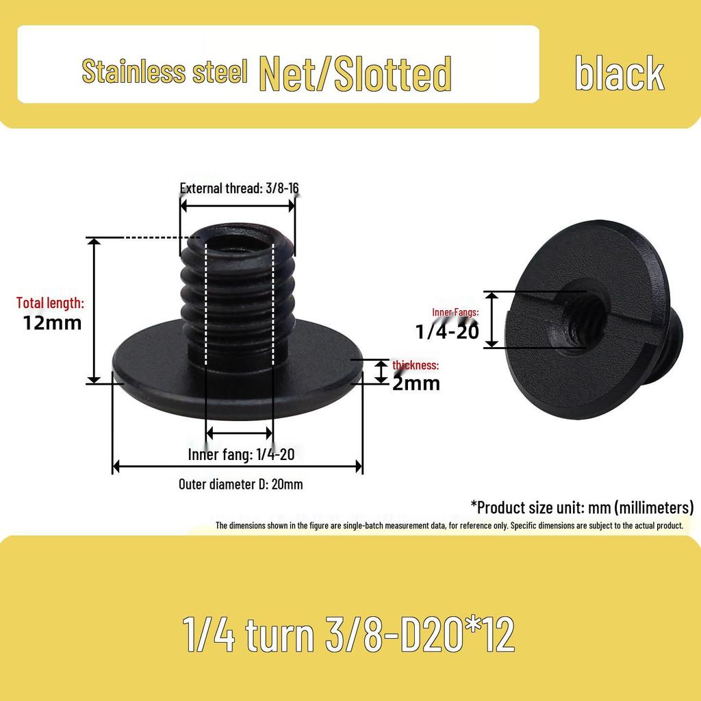 Stainless Steel 3/8 to 1/4 Pan Tilt Tripod Adapter with Dual Hole Conversion Nut