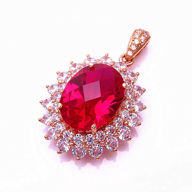 Фиолетовое Золотое Сверкающее Опаловое Яйцо Поверхность Красный Гранат Покрытый Розовым Золотом Кулон Цветное Ожерелье