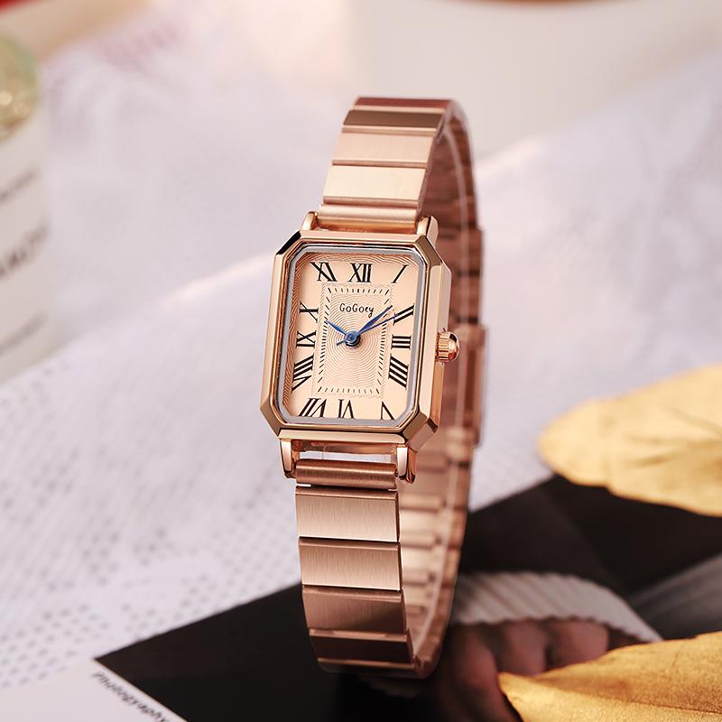 Korean Style Light Luxury Women s Square Quartz Watch with Steel Band