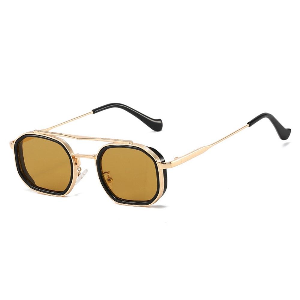 New European and American fashion retro double beam polygonal sunglasses ins Internet celebrity personality driving sunglasses