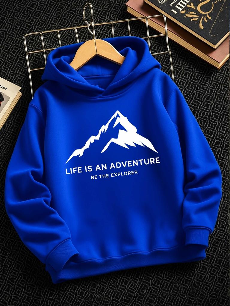 Boys' warm winter hoodie, TZ3 print - casual outdoor sports sweatshirt, regular fit, a Christmas gift for children.