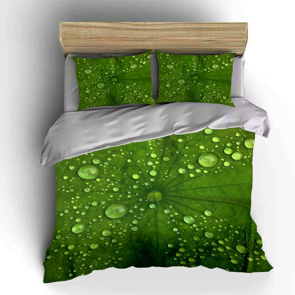Nature-Inspired Green Leaf Print Trio  Kid'S And Adults' Bedroom Decor, Exquisite Three-Piece Bedding Set Gift