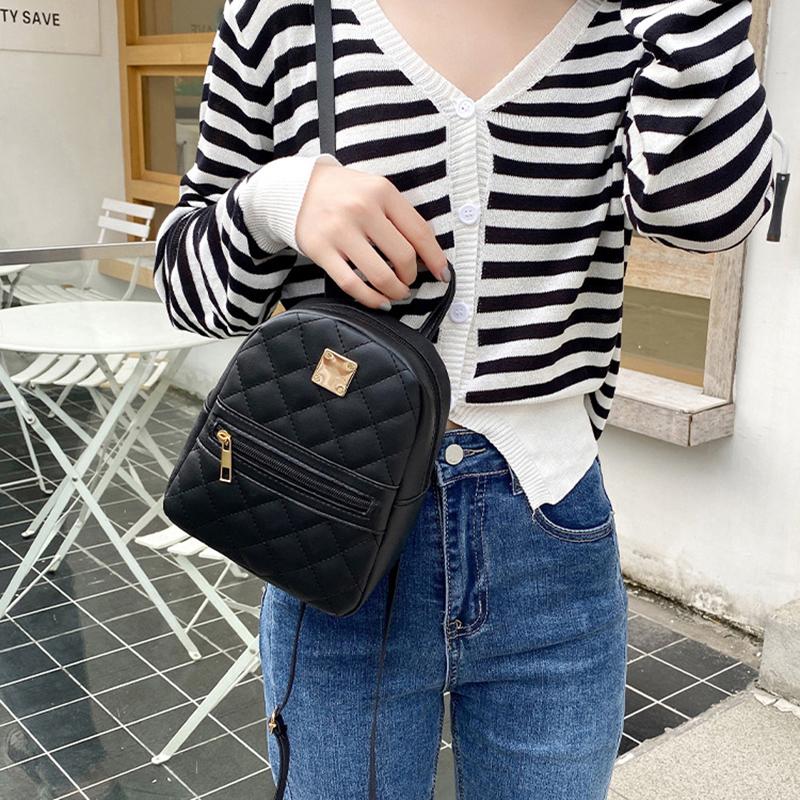 Backpack Women Leisure Pu Small Girls Rucksacks Leisure Zipper Shoulder Bag Knapsack Women Mini School Backpack Traveling Bag