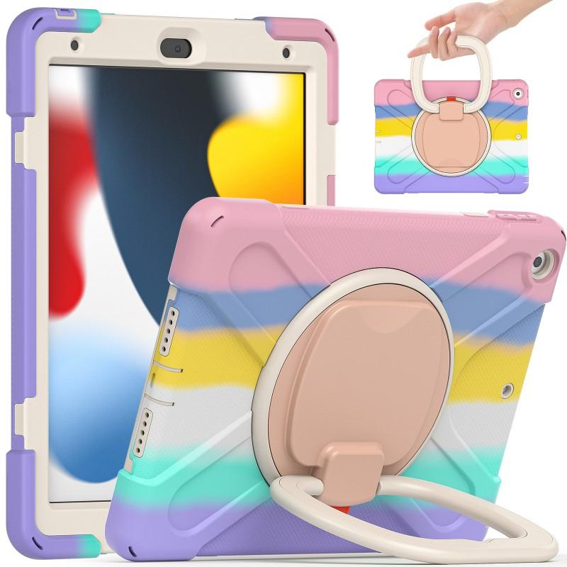 IPad Air 5 10.2 Inch Protective Case With Rotating Kickstand Shoulder Strap Shockproof SiliconePC Shell Daily Use Travel