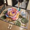 3D Vzor růže Koberec Diatomitový absorpční květinový podlahový rohož Protiskluzový koupelnový kobereček pro vstup Sprcha Kuchyň Prádelna