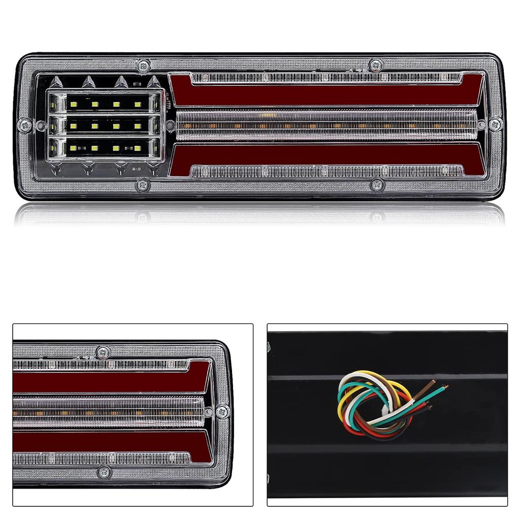 Biqing Trailer Brake 24V Rear Tail Truck Reverse Stopper Flowing Turn Signal Indicators for Car Tractor Trailer Camper Lights, Lights, 2-Piece