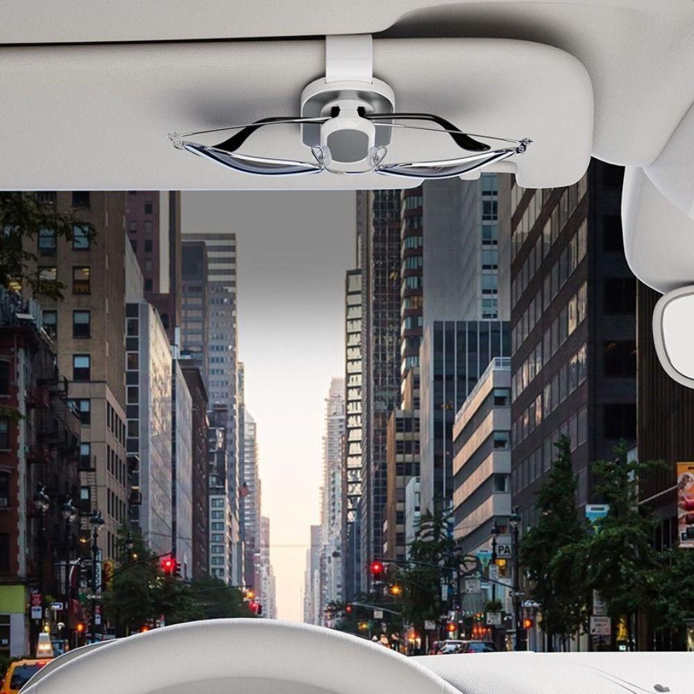 Multifunctional Clip-on Eyeglass Hanger Stable Plastic with Sponge Auto Sunglasses Holder Press Car Visor Accessory Ticket Car