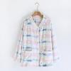 Women's V-Neck Cardigan Pajama Top Long Sleeve Thick Loose Fit Loungewear Sleep Shirt
