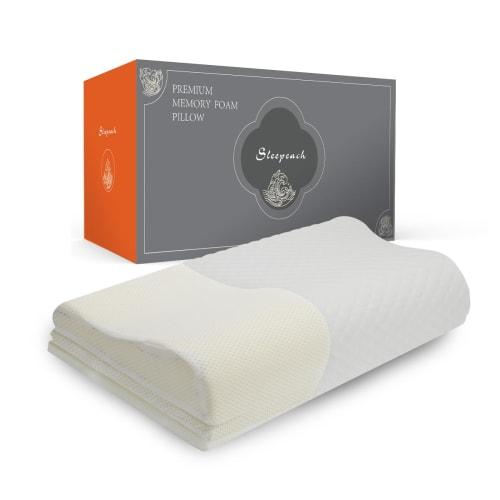 Sleepeach Memory Foam Pillow with 6 Height Adjustments for a Perfect Fit, Washable Cover (White)
