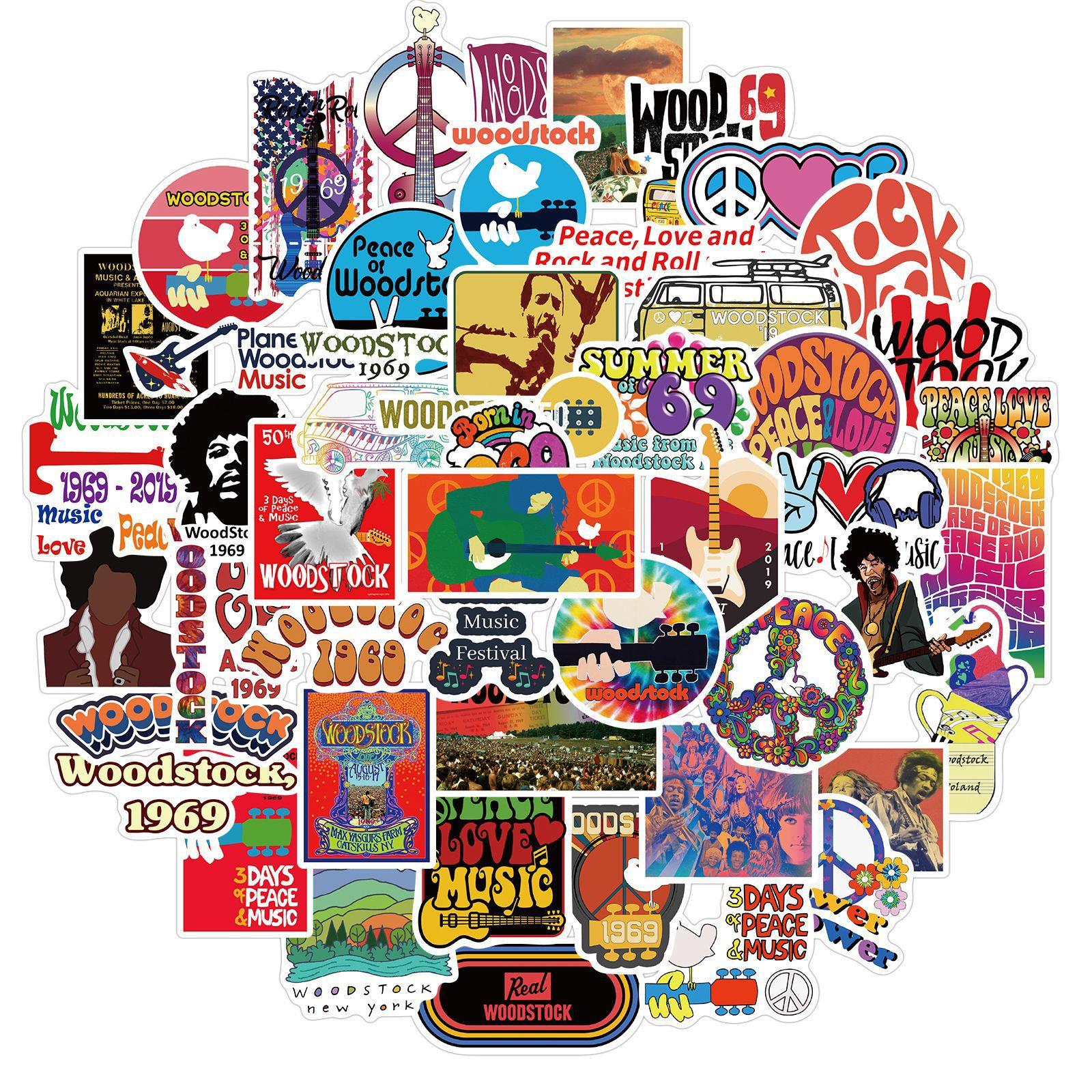 Writing A Notebook 50 Woodstock Music Festival Graffiti Stickers Motorcycle Suitcase Notebook Waterproof