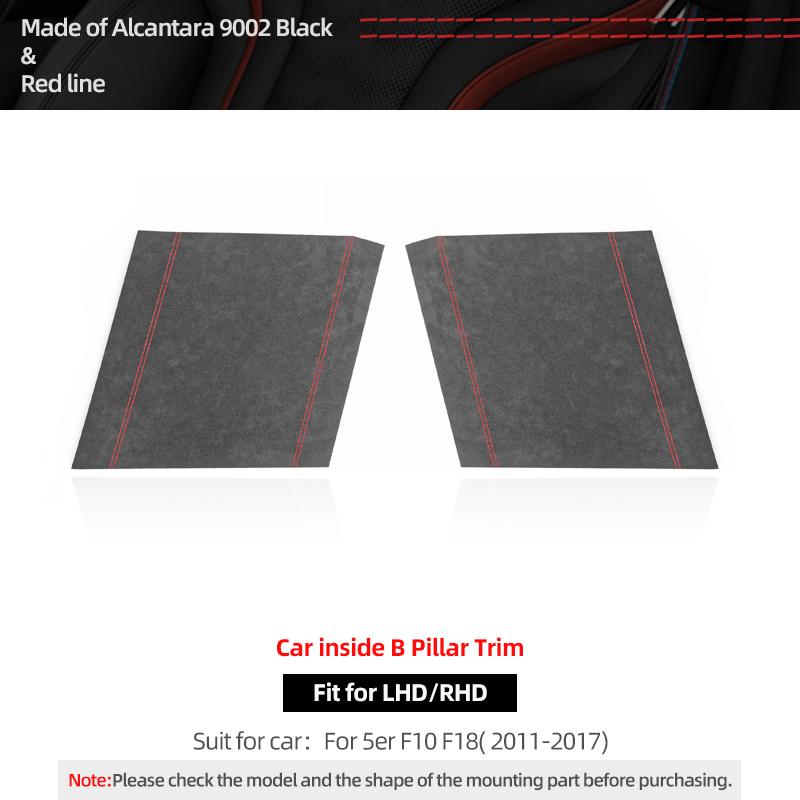 For BMW F10 F18 Series 5 Made of Alcantara Car Interior Tuning Center B Pillars Panel Trim Frame Performance Sticker Accessories