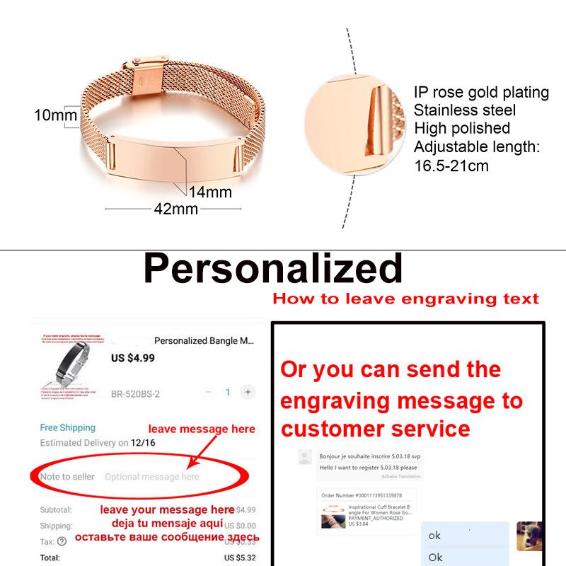 Custom Rose Gold Mesh Bracelet for Women Men Stainless Steel Belt Buckle Wristbands Adjustable 16.5cm To 21cm