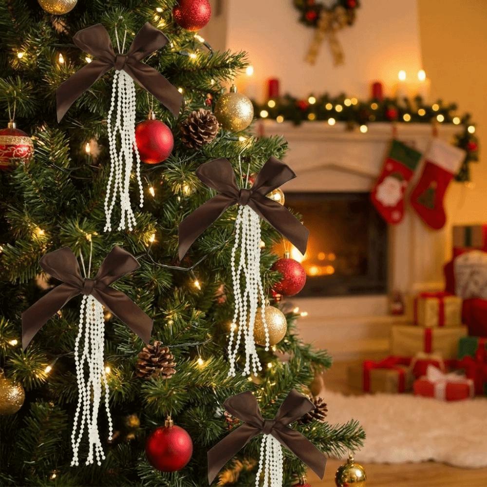DIY Schleife Perlen Hängender Anhänger Band Weihnachtsbaumschmuck Neujahrsgeschenk