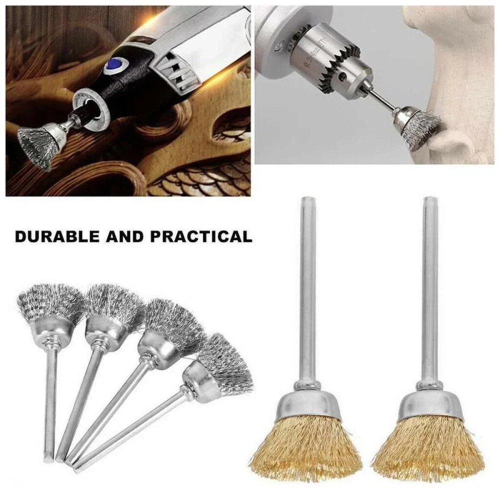 60PCS Wire Brush Wheel Cup Brush Set for Drill Attachment Coarse Carbon Steel Crimped Wire Wheel for Cleaning Rust, Stripping