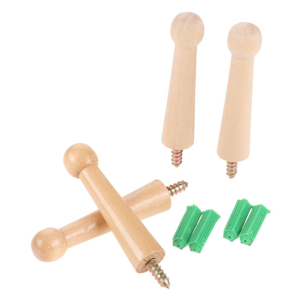 2Pcs Wooden Hook Home Decor Wall Mounted Peg Hanger Coat Shaker Hat Decorative Rack Door Wall Bathroom Kitchen Hanging w/ Screws