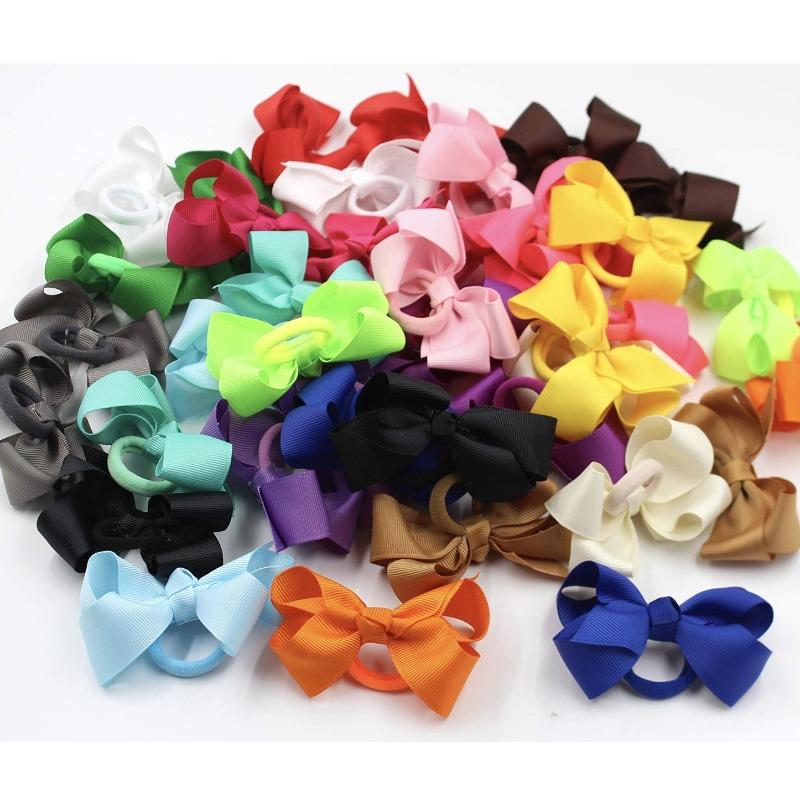 

Boutique Hair Bows Elastic Ties Kids Children Rubber Bands Ponytail Holders Hair Bands For Baby Girls Gifts