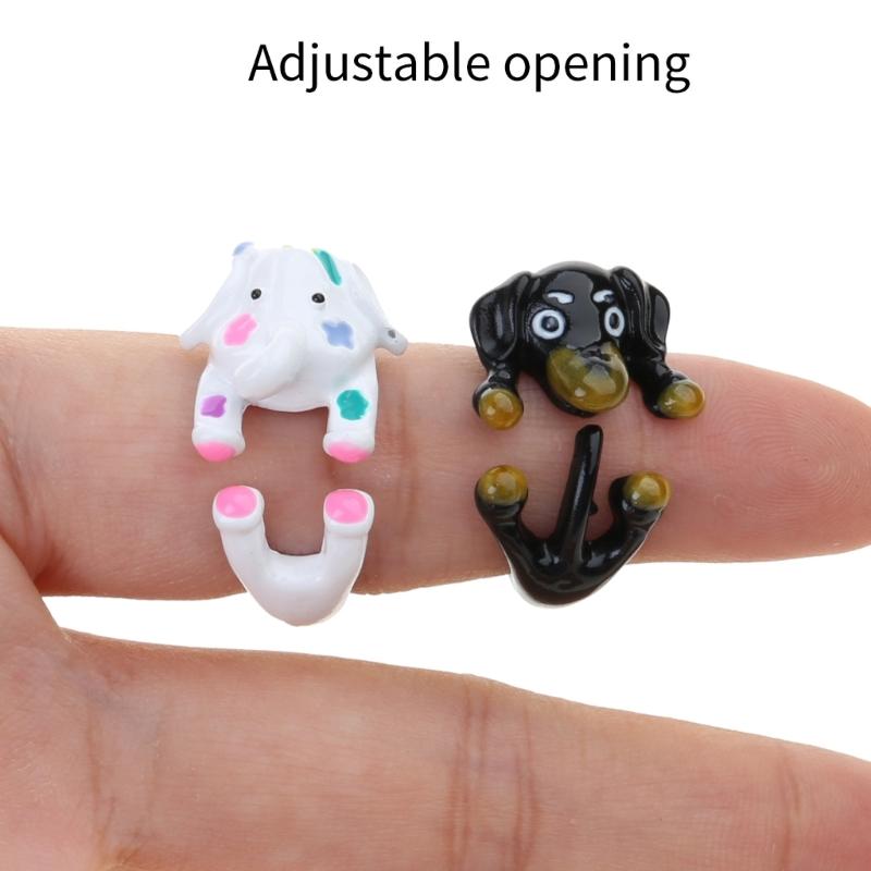Cute Dog Elephant Adjustable Rings Unique Cartoon Animals Open Rings Simple Lovely Finger Rings Jewelry Stackable Rings