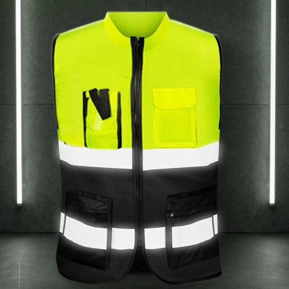 Con Bolsillo Chaleco Reflectante Alta Visibilidad Ropa de Construcción Ropa de Seguridad para Exteriores Ciclismo