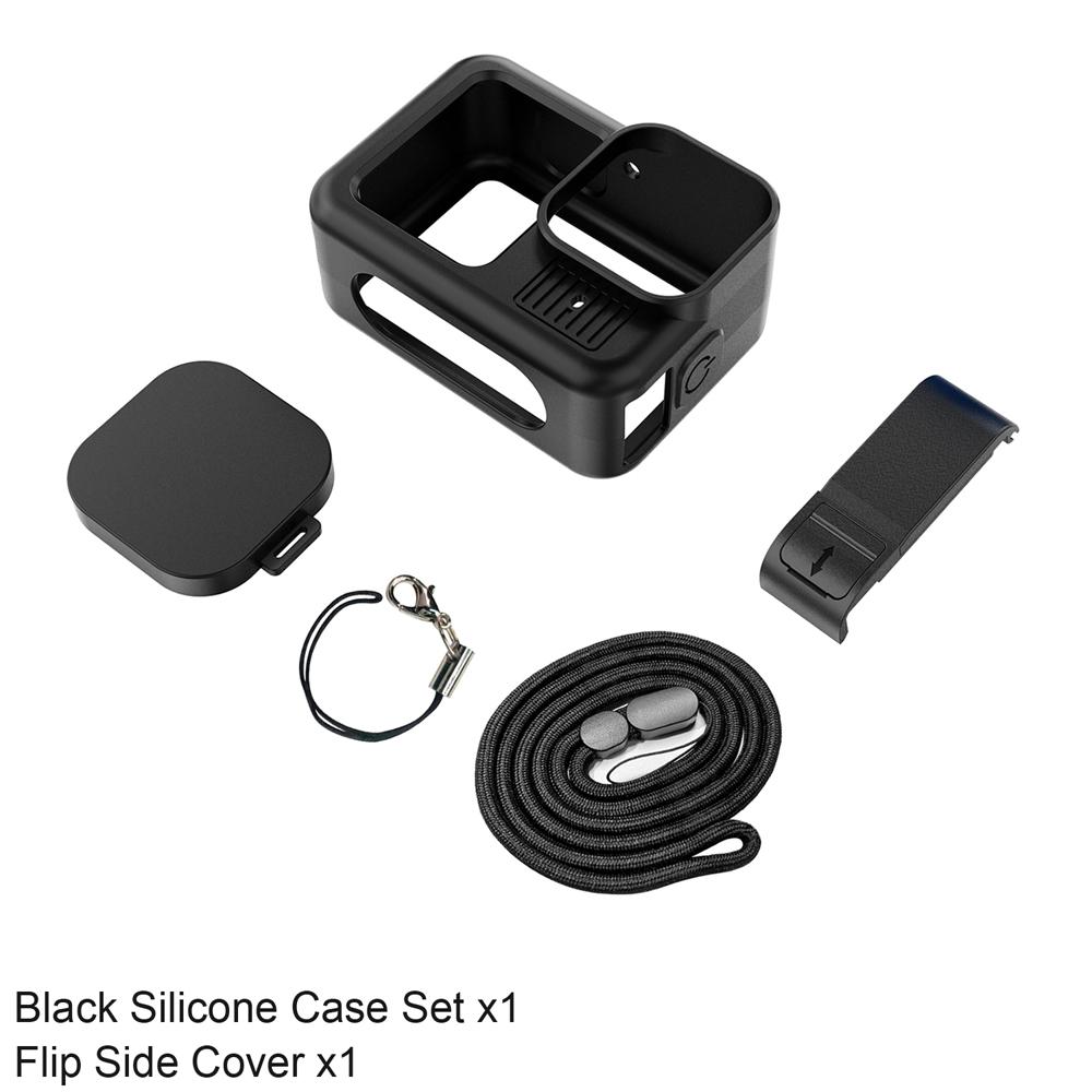 Silikonhülle für GoPro Hero 13 Black Displayschutzfolie aus gehärtetem Glas Schutzfolie Klappbare Akku-Seitenabdeckung Objektivdeckel