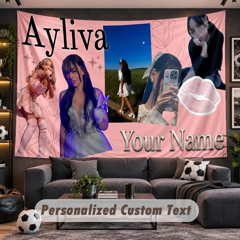 Wall Hanging Tapestry Custom NameAyliva Pattern Personalized Printed Fabric Wall Decor