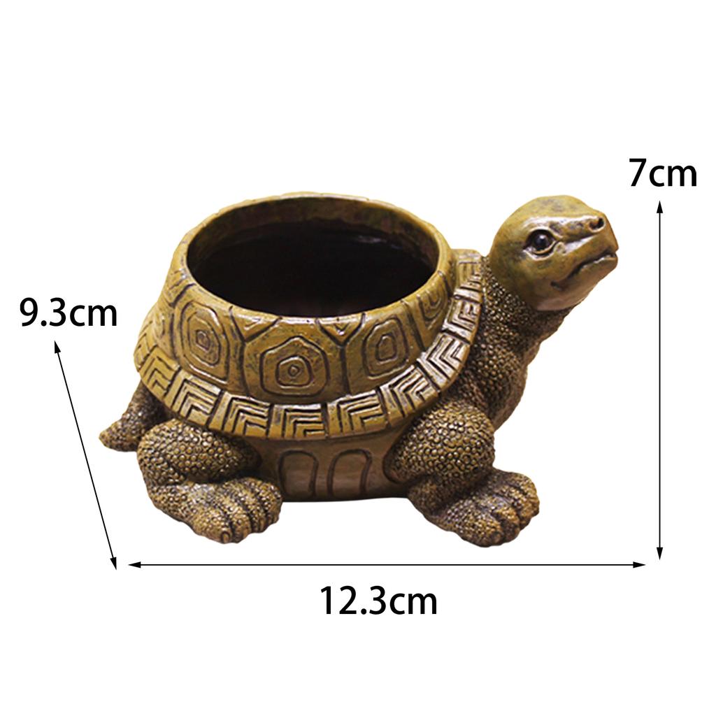Turtle Planter Pot Collectible Artwork Flower Pot for Cabinet Backyard GiftResin Succulent Pots Holder Creative Decorative