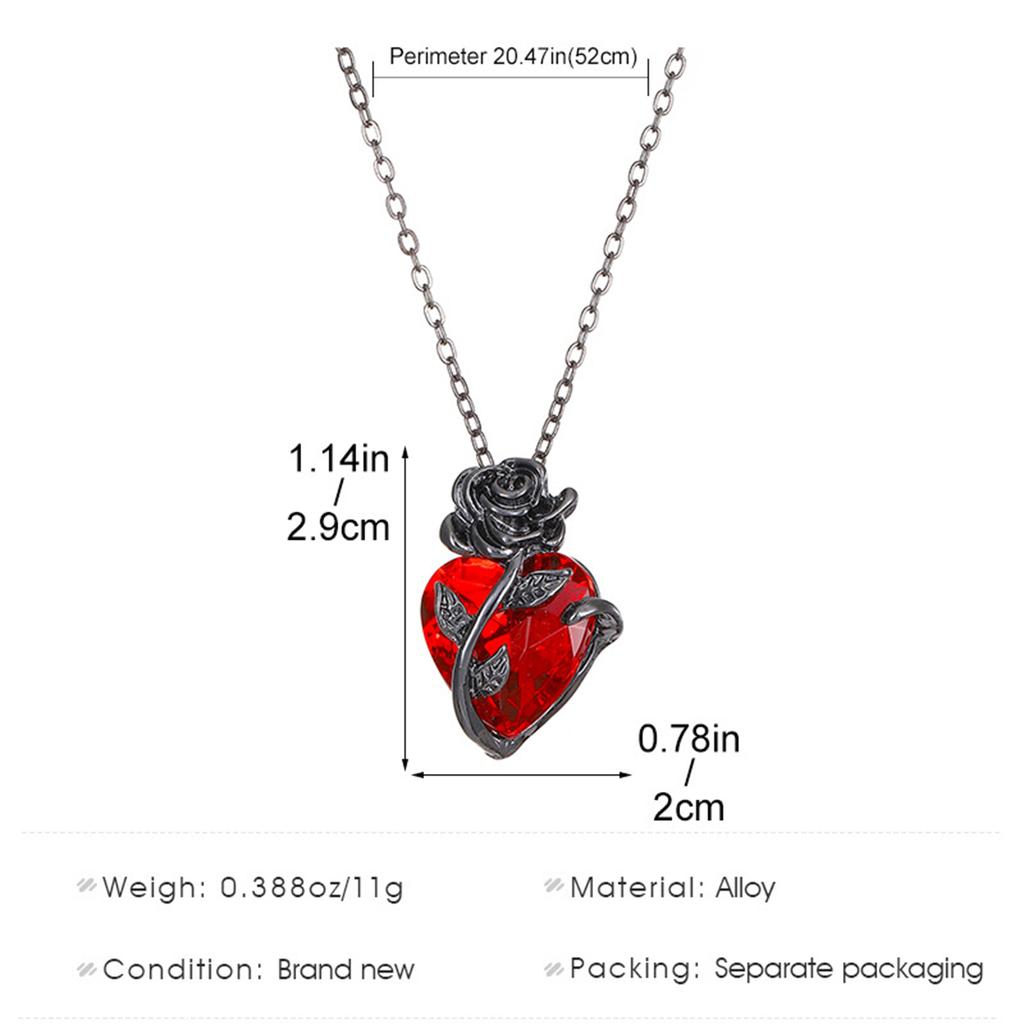 Gotische Rosenrote Liebeskette Damen Y2K Grunge Schmuck Zarter Silberfarbton Blutiger Menschlicher Herzanhänger Personalisierte Geschenke