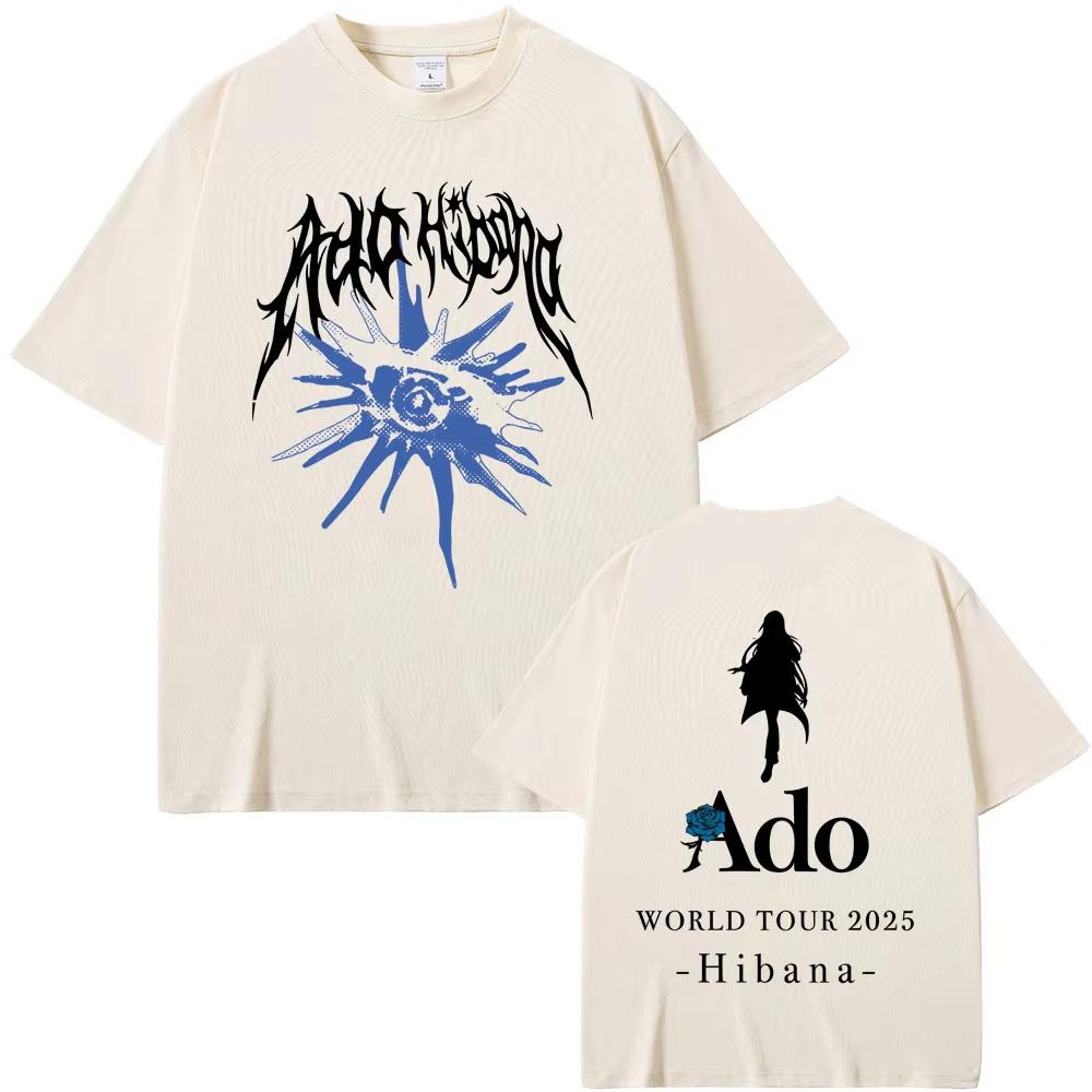 Ado World Tour 2025 Hibana T-shirt Summer Men's Women Fashion Japanese Style Tshirts Unisex Casual Cotton Short Sleeve T Shirt