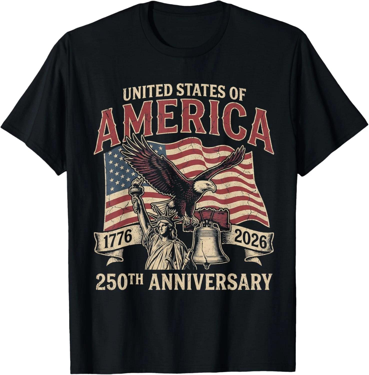 Vintage 250 Years 1776-2026 250th Birthday 4th July American Gift Unisex T-Shirt 2XL
