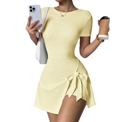 European And American Anti-Light Fake Two-Piece Sports Dress Slim Back Tennis Dress Sports Women'S Yoga Tennis Skirt