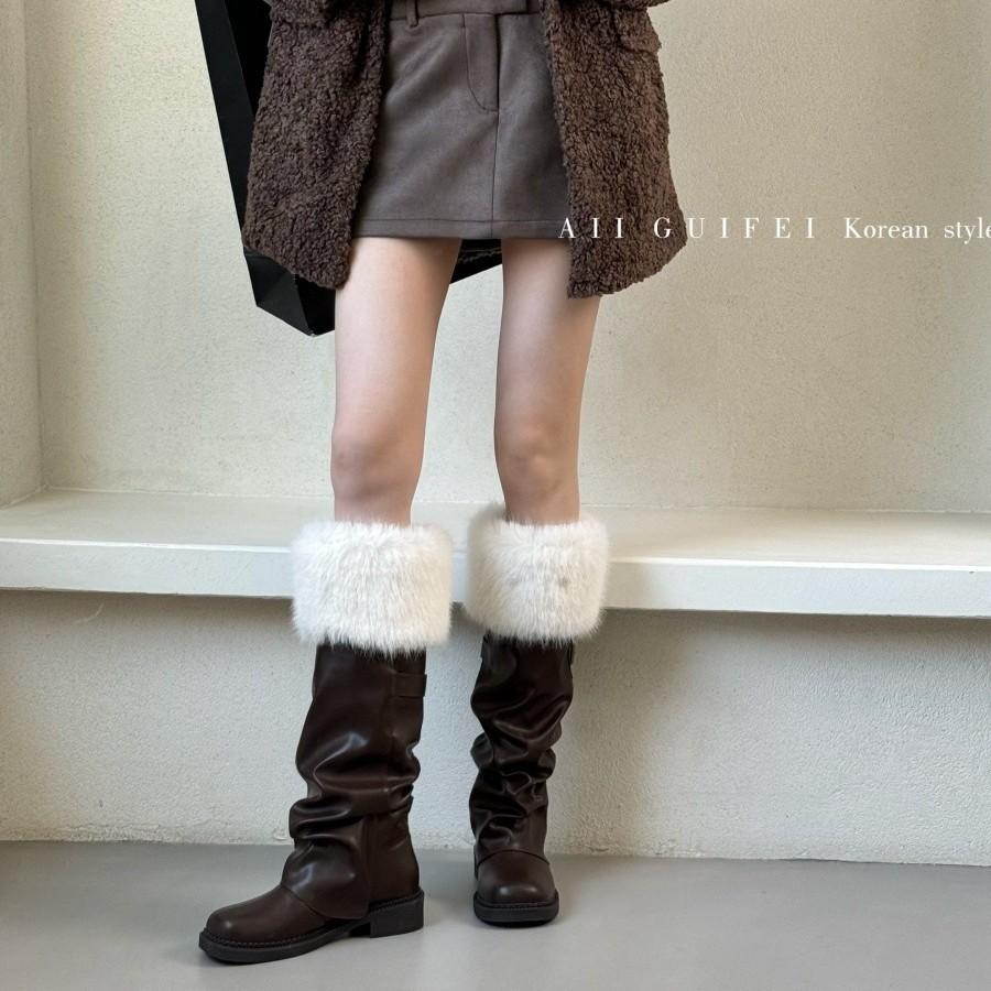 Tall Snow Boots Long Hair Autumn and Winter Warm Babes Pile Boots Retro Velvet Martin Boots Children 2025 Boots