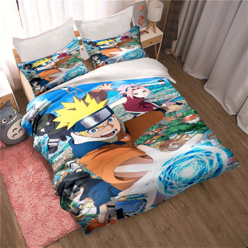 Uzumaki Naruto Japanese Manga Print Bedding Set – Duvet Cover Set – A Luxurious Gift for Teens, Suitable for Double/Single Beds