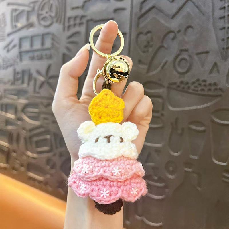 Creative New Wool Knitting Christmas Tree Bells Plush Doll Keychain Exquisite Cute Bag Decoration Pendant Couple Christmas Gift