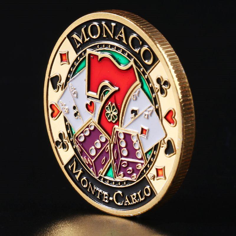Monedas, moneda extranjera, monedas de oro, ciudad de juego Mónaco, monedas de la suerte, afortunado, Número 777, moneda conmemorativa