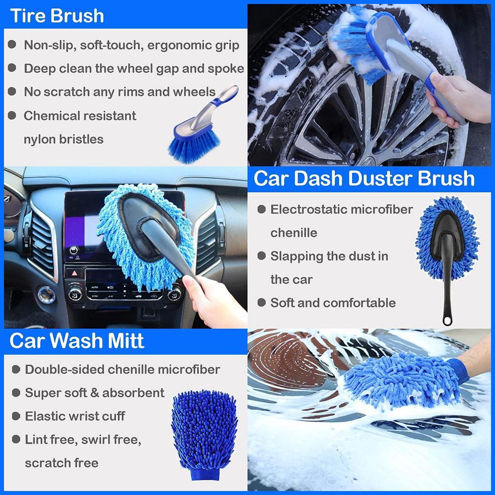 33pcs Car Interior Cleaning Brush Set For Air Outlet Tire Rim Drill Brush Sponges Auto Interior Dirt Dust Cleaning Tool