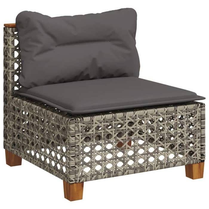 VidaXL Salon de jardin avec coussins 7 pcs gris résine tressée 3261939