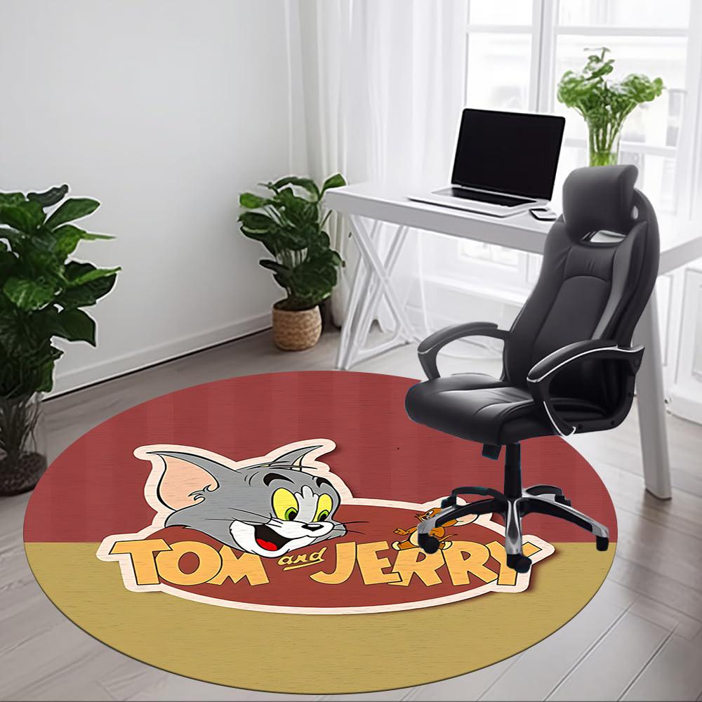 1pc Tom Jerry Office Round Area Rug, Under Office Chairs Bedroom Living Room Home Decor, Room Decoa1016061